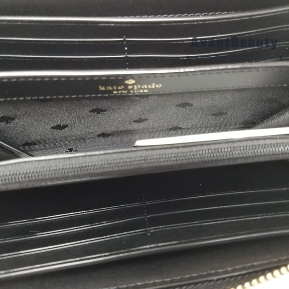 Kate Spade new York Large Continental Wallet Cat Meow Black White leopard - Picture 4 of 9